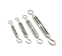 M4/M5/M6/M8 Turnbuckle Bolt Hook Rigging Eye Screw Wire Rope Tensioning Tightener Tight Connector 304SS(C to C,M8)