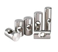 M4-M6 304 Stainless Steel Barrel Bolts Cylindrical Pin Dowel Cross Hole Hammer Embedded Nut for Wood Furniture Accessories(M5x10 (20Pcs))