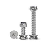 M4 Phillips Flat Head Machine Screws Bolts Nuts and Flat Gasket Spring Washers Kit, 304 Stainless Steel, Full Thread, 50 Sets(M4x12mm)