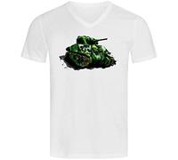 M4 Sherman Green Tank Sketch Art Graphic Men's V-Neck Cotton T-Shirt X-Large