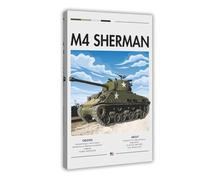 M4 Sherman - Tank, Medium Battle Tank, Clouds, Ground, Tank, American Army Tank Canvas Poster Bedroom Decor Landscape Office Room Decor Gift 12x18inch(30x45cm)