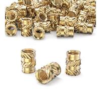 M4 Threaded Inserts, 50 Pieces M4×8.1×6.3 Heat Set Insert for 3D Printing Components and Plastic Parts, Brass Knurled Nuts