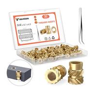 M4 Threaded Inserts - 50 Pieces M4x8.1x6.3 Brass Heat Set Insert for Plastic Parts - Metric knurled Nuts - Insert by Heat into 3D Printing Components