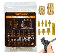 M4 Threaded Inserts with M2-M8 Heat Set Insert Tools,Brass Metric Knurled Nuts for 3D Printing Components and Plastic Parts (M4x4x6-40PCS M4x7x6-40PCS)