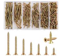M4 Wood Screws Kit, 275 PCS Yellow Zinc-coated Steel Self Tapping Screws -Ideal For Furniture Repair