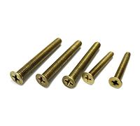 M4 x 10mm Phillips Flat/Countersunk Head Machine Screws,Brass,Metric,Full Thread,Right Hand,Pk 100