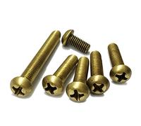 M4 x 25mm Phillips Pan Head Machine Screws,Brass,Metric,Full Thread,Right Hand,Pk 50