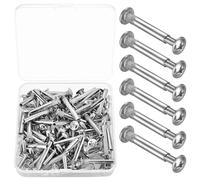 M4 x 31-40 mm Furniture Connecting Screws Bolts and Sleeves, 100 Pcs/50 Set Cabinet Connectors, Cupboard Joining Fixings for Kitchen Cabinet Carcase Boards Connector