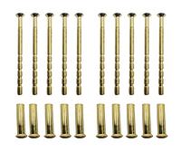 M4 x 60mm Door Handle Through Bolts Connecting Sleeve Brass - Pack of 10
