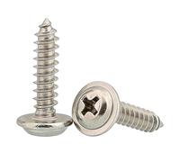 M4 x 8mm Pan Head with Washer Phillips Self Tapping Screws, Stainless Steel 304, Flange Wood Screw, 50 PCS