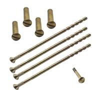 M4 x 90mm Door Handle Through Bolts Slotted Sleeve Brass - Pack of 4