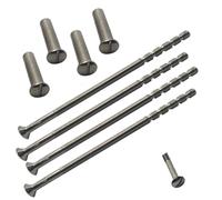 M4 x 90mm Door Handle Through Bolts Slotted Sleeve Chrome - Pack of 4