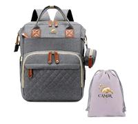 M4268782 CAMIR-Baby stroller backpack, Nappy diaper hadback, Maternity bag, Dimensions 38 cm x 28 cm x 15 cm with five compartiments. (PINK-GREY) (BLACK)