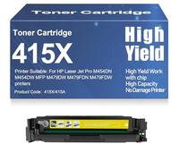 M454DN M454DW Toner Cartridges Compatible 415X 415A Toner with chip for HP Laser Jet Pro M454DN M454DW MFP M479DW M479FDN M479FDW High Yield Work,Yellow-415X