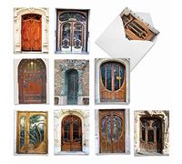 M4624OCB-B1x10 Art Nouveau Doors: 10 Assorted Blank All-Occasion Note Cards Featuring Images of Beautifully Ornate and Intricately Designed Doorways w/White Envelopes.