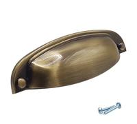 M4TEC Antique Brass Cupboard Handles for Kitchen Cabinets - 10 Pack VD8 Series, 96mm Brass Kitchen Door Handles, Cabinet Handles, Brass Drawer Handles, Cup Brass Handles for Bedroom and Kitchen