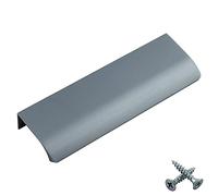 M4TEC Bar Kitchen Cabinet Door Handles Cupboards Drawers Bedroom Furniture Concealed Finger Edge Pull Handle Steel for Wardrobe & Bedroom Cabinet Hardware Grey. VD3 Series: 128 mm Pack of 10