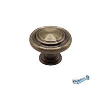 M4TEC Kitchen Cabinet Door Knobs Antique Brass 32mm: VE7 Series 10 Pack | Brass Drawer Knobs, Interior Kitchen Cupboard Knobs for Wardrobe, Bedroom Furniture Kitchen Cabinets & Kitchen Door Knobs
