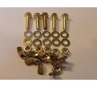 M4X16 BRASS HEX HEAD BOLTS NUTS & WASHERS & WING NUTS PACK 0F 5 BRASS SET SCREWS