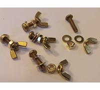 M4X16 BRASS PAN HEAD BOLTS NUTS & WASHERS & WING NUTS PACK 0F 5 BRASS SET SCREWS