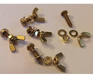 M4X16 BRASS PAN HEAD BOLTS NUTS & WASHERS & WING NUTS PACK 0F 5 BRASS SET SCREWS