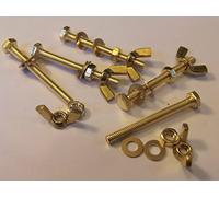 M4X40 BRASS HEX HEAD BOLTS NUTS & WASHERS & WING NUTS PACK 0F 5 BRASS SET SCREWS