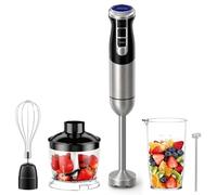 M4Y 5 IN 1 Hand Blender Kitchen Set 1000 W Stainless Steel Stick Blender, DC Motor, 2 Speeds with 21 Variable Speeds, 860ml Mini Food Processor Chopper, Electric Whisk Milk Frother, 600ml Beaker