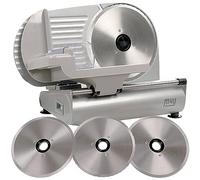 M4Y Meat Slicer | X Large Heavy Duty 22cm Diameter Electric Food Deli Cheese Bread Specialist Cutting Machine | Includes 3 X Interchangeable 22cm Stainless Steel Blades