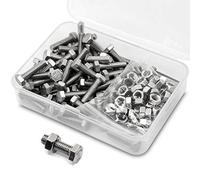 M5-0.8 x 10mm 80PCS Hex Head Screws Bolts and Nuts Set 304 Stainless Steel
