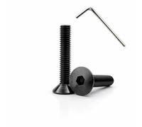 M5 Flat Head Hex Socket Screws, Black Oxide, Grade 12.9 Alloy Steel, 25 PCS with Allen Key Handle (M5 x 25mm)