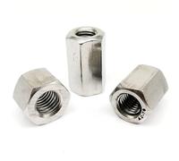 M5 M6 10/12/1/18/20-25mm A2-70 304 Stainless Steel DIN6334 Hexagon Rod Coupling Nut Joint Tubular 5Pcs(5pcs M5,15mm)