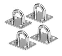 M5/M6/M8 Heavy Duty Pad Eye Plate, 304 Stainless Steel Oblong Eye Pad Plate, Staple Ring Hook Loop U-Shaped Sail Shade Marine Hardware, Wall Ceiling Hammock Hooks Hanger for Swing Suspension(4Pcs)