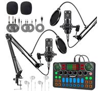 M5 Podcast Equipment Bundle for 2,DJ Mixer with BM800 Podcast Microphone Bundle Studio Condenser Microphone Perfect for Podcasting, Recording, Singing, TikTok Live Vlog,Streaming and Gaming