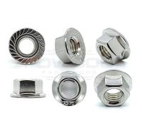 M5 SERRATED FLANGE NUT - A2 Grade 304 Stainless Steel 5mm Metric Hexagon Nuts - DIN 6923 - By POWCOG® - Pack of 20