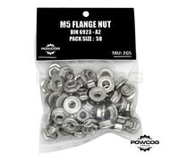 M5 Serrated Flange NUT - A2 Grade 304 Stainless Steel 5mm Metric Hexagon Nuts - DIN 6923 - by POWCOG® - Pack of 50