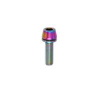 M5 Titanium Bicycle Stem Bolt 6pcs Hex Tapered Head Mountain Bike Screw Replacement with Washer for Parts(M5x16mm Colorful)
