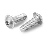M5 x 10mm Flanged Button Head Socket Cap Screw Bolts, 304 Stainless Steel 18-8, Allen Socket Drive, Bright Finish, Fully Threaded, Pack of 50