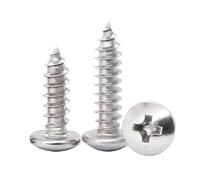 M5 x 12mm Self Tapping Screws, 100 Pcs Phillips Round Head 304 Stainless Steel Screws, Fasteners Bolts for Plastic Wood Furniture and Drywall