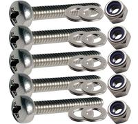 M5 x 70mm Pan Pozi Bolts Sets A2 Stainless Steel with Nuts and Washers, Full Thread Machine Screw Bolts (pack of 5)