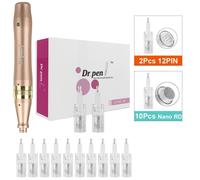 (M5W+10Pcs Nano RD) Dr.Pen M5W Rechargeable Microneedling Pen Anti-Wrinkle Acne Scar Removal Derma Roller Micro Needle MTS Beauty Skin Care With 10Pcs Needles Cartridges