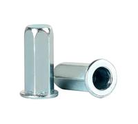 M5x18mm Hex Blind Rivet Nuts,50PCS Blue White Zinc Plated Flat Head Threaded Insert with Knurled Body