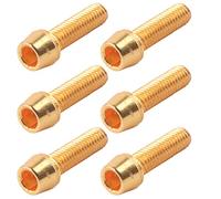 M5x18mm Riding Stem Screw Bolt with Spacer | 6 - Pack Steel Handlebar Fasteners for Mountain/Road/Fixie Bicycles | High Strength Replacement Hardware Parts (Golden card/6 pieces)