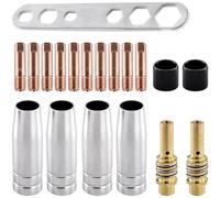 M6 0.8mm Nozzle and Contact Tip Set 19-Piece for MB15AK For MIG Welding Torch to Maintain Optimal Shielding Gas Coverage
