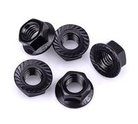 M6-1.0 Hex Head Serrated Flange Nuts, 304 Stainless Steel 18-8 Hexagon Head Flange Nuts, Black Oxide Finish, Hex Drive, 100 PCS