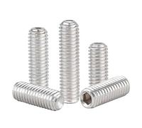 M6-1 x 15mm Hex Socket Set Grub Screws,Headless Cup Point,Flat Point Grub Bolt,Internal Hex Drive,304 Stainless Steel,Headless Concave End,Metric External Thread,for Towel Rack Door Knob 30 Pcs