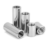 M6 10 x 15mm Threaded Sleeve Round Sleeve Connecting Nuts | 304 stainless steel, M6 female thread, 10mm OD and 15mm length, connect compatible threaded rods.