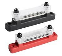 M6 12V Terminal Block Bus Bar 1/4 Inch Stud 150A Electrical Power Distribution for Truck Boat Camper RV Caravan Bus Bar Terminal(6P Black and Red)