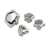 M6/8/10/12/14mm Stainless Steel 304 Female Thread Star Knob Handles Star Shaped Through Hole Clamping Nuts Knobs Plum Hand Wheel(M6x42(OD))
