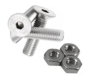 M6 A2 Stainless Steel COUNTERSUNK Screws Allen Key Socket Bolts W/Full Hex Nuts (M6 x 65mm)