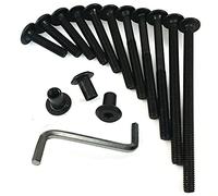 M6 Black Furniture Connector Bolts With Black Zinc Plated Connector Caps M6 x 12mm (4, 90mm)